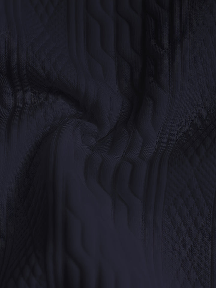 Cable Knit V-Neck Sweater and Trousers Set