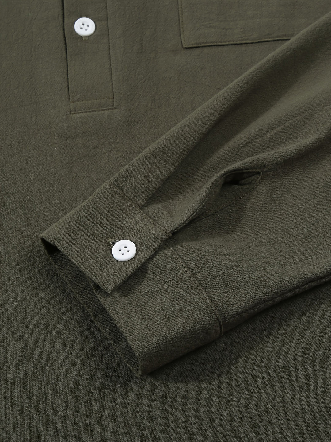 Textured Long Sleeve Henley Shirt