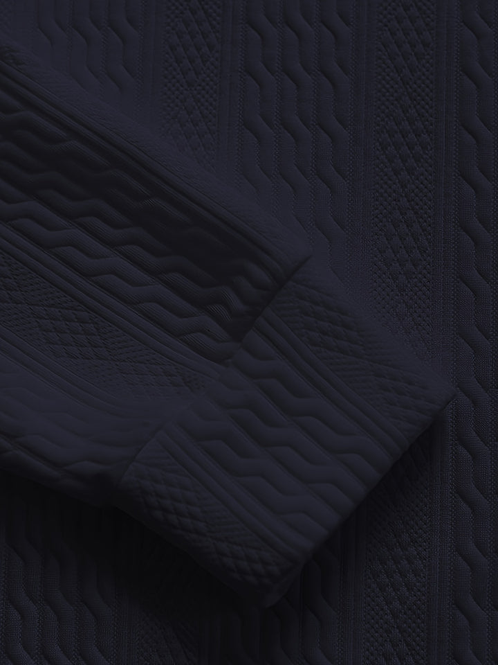 Cable Knit V-Neck Sweater and Trousers Set