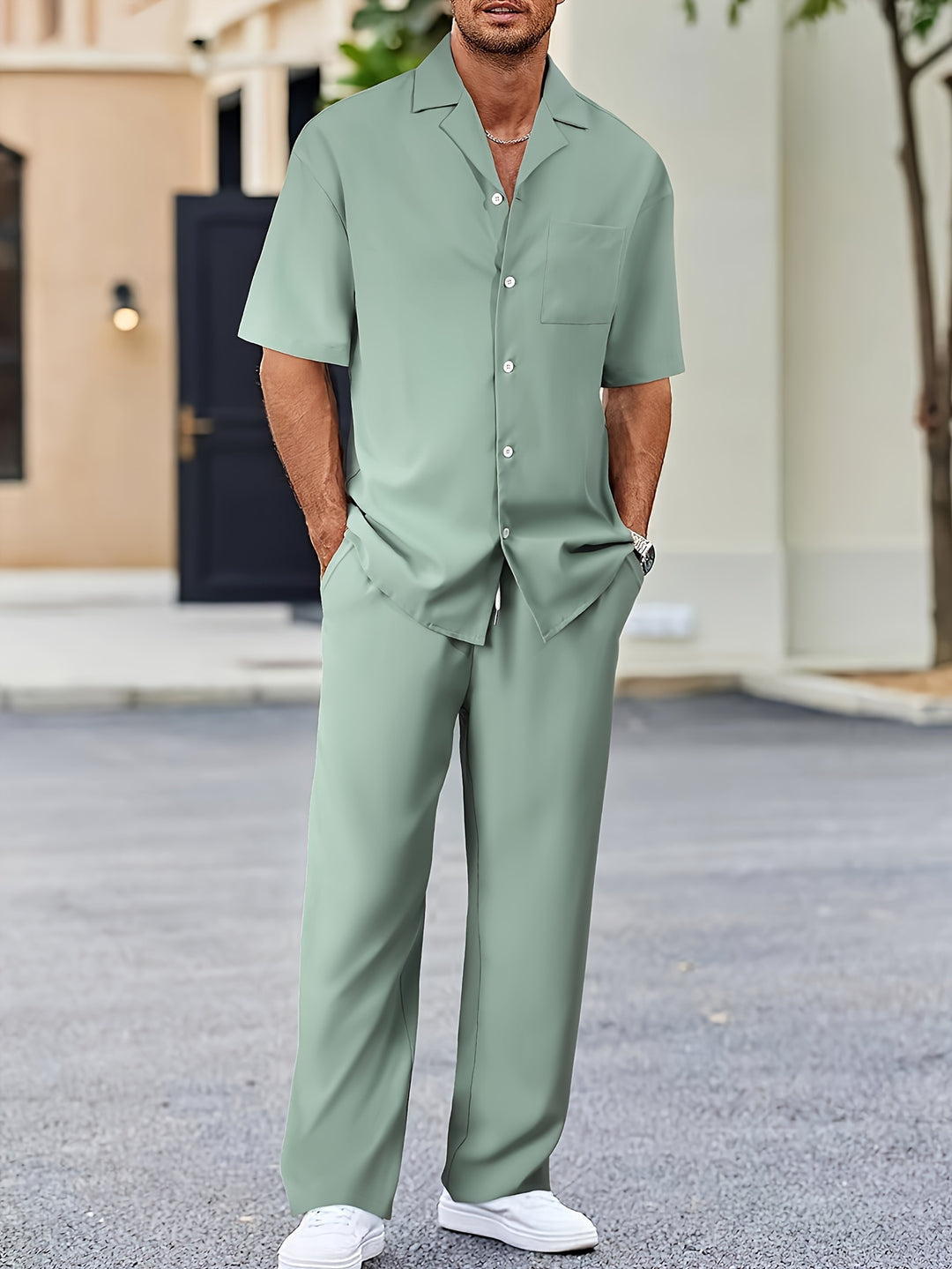 Relaxed Tailored Short Sleeve Shirt and Trousers Set