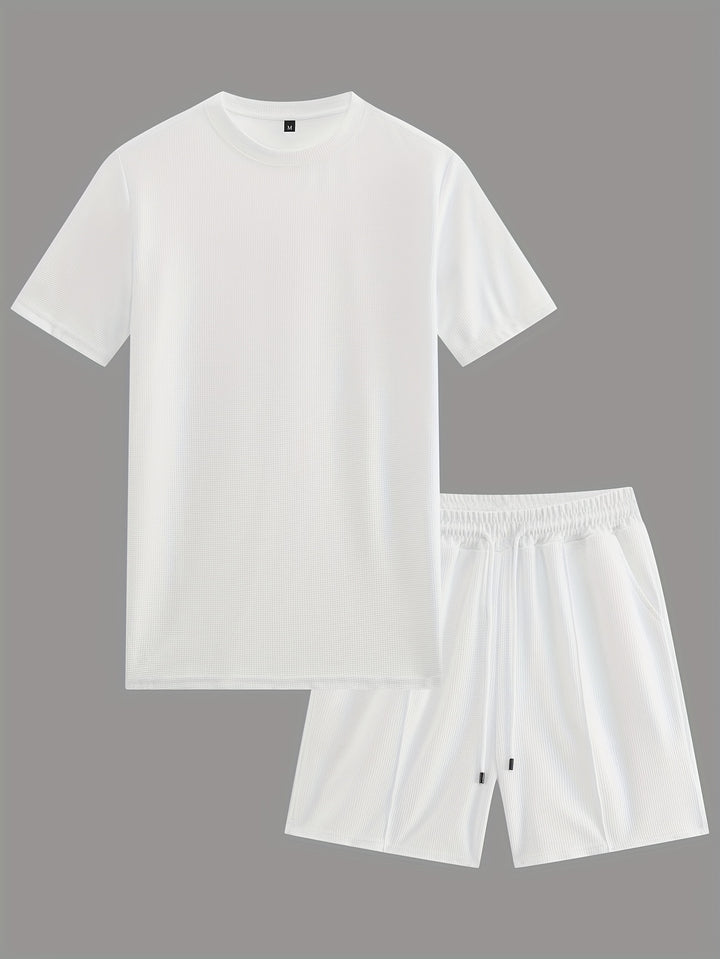 Textured Minimalist T-Shirt and Shorts Set