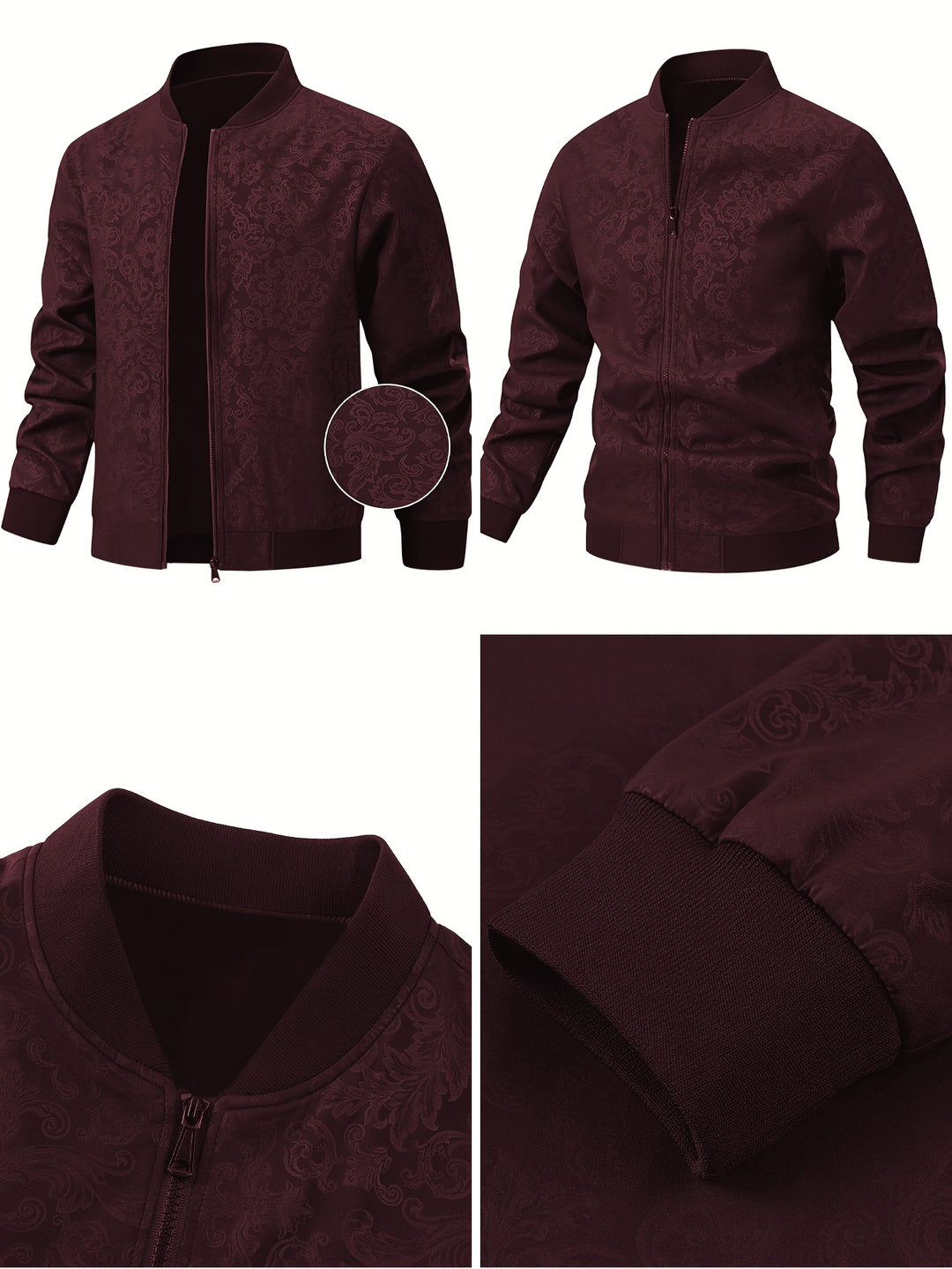 Textured Floral Bomber Jacket