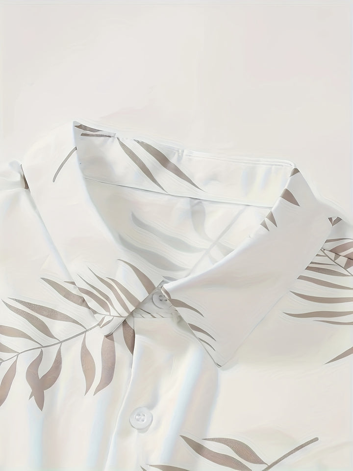 Tropical Printed Short Sleeve Shirt and Shorts Set