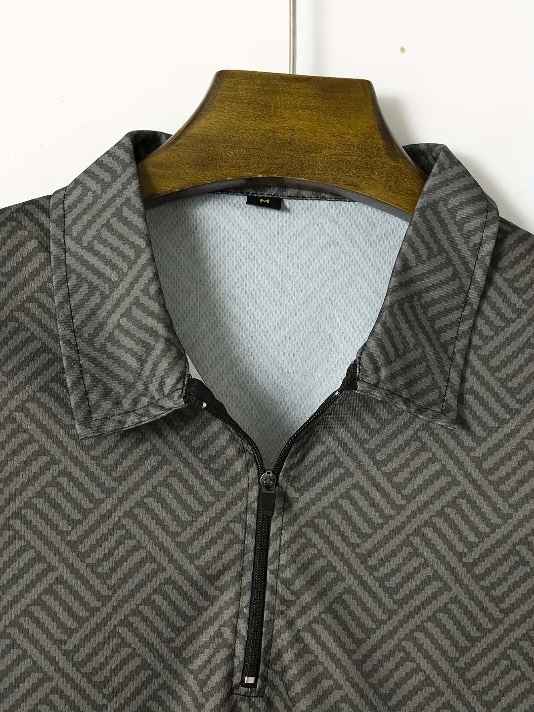 Textured Zip Polo Shirt and Shorts Set