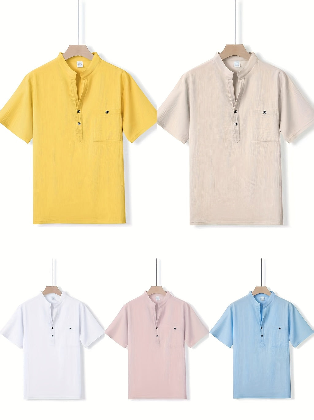 Textured Short Sleeve Henley Shirt