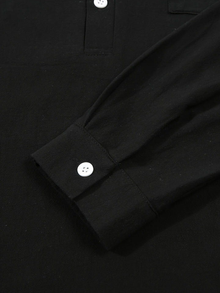 Textured Long Sleeve Henley Shirt