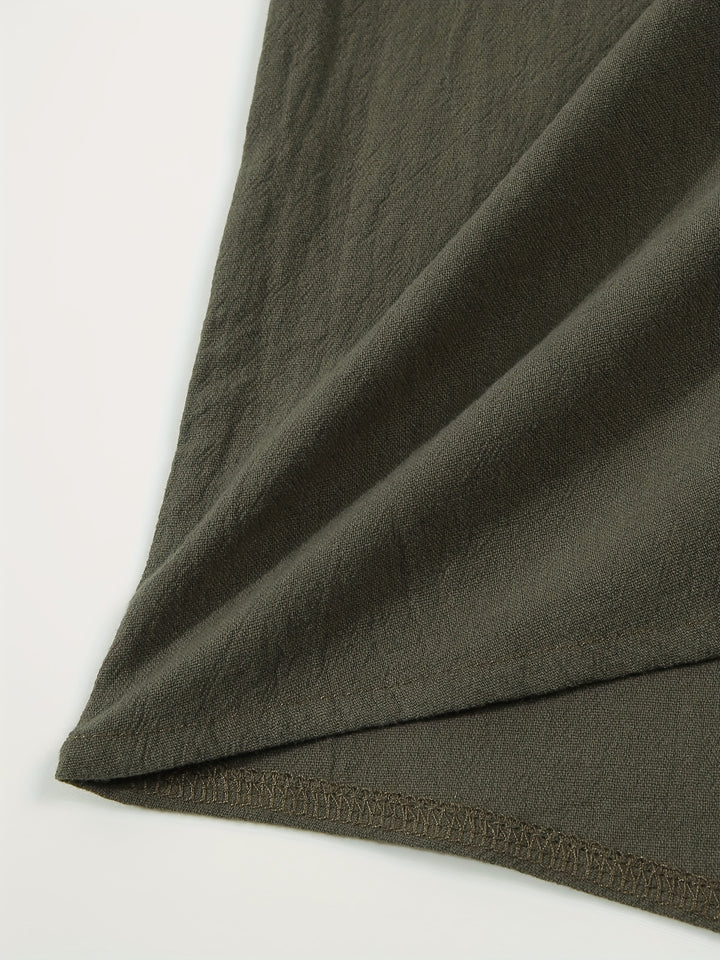 Textured Long Sleeve Henley Shirt