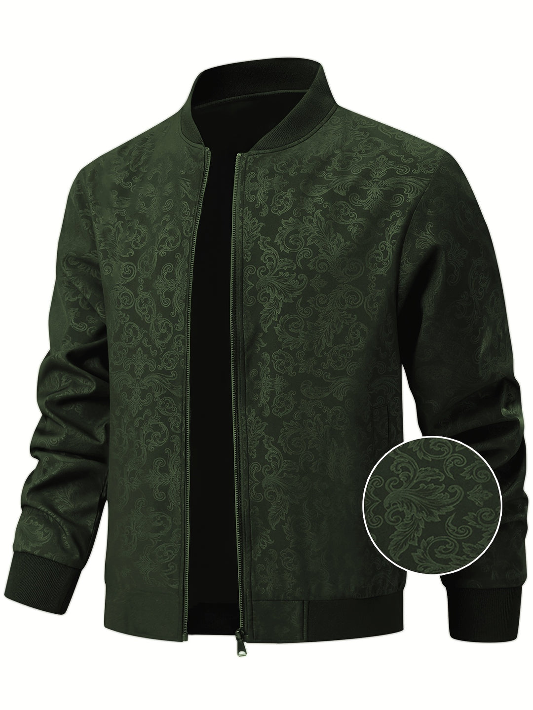 Textured Floral Bomber Jacket