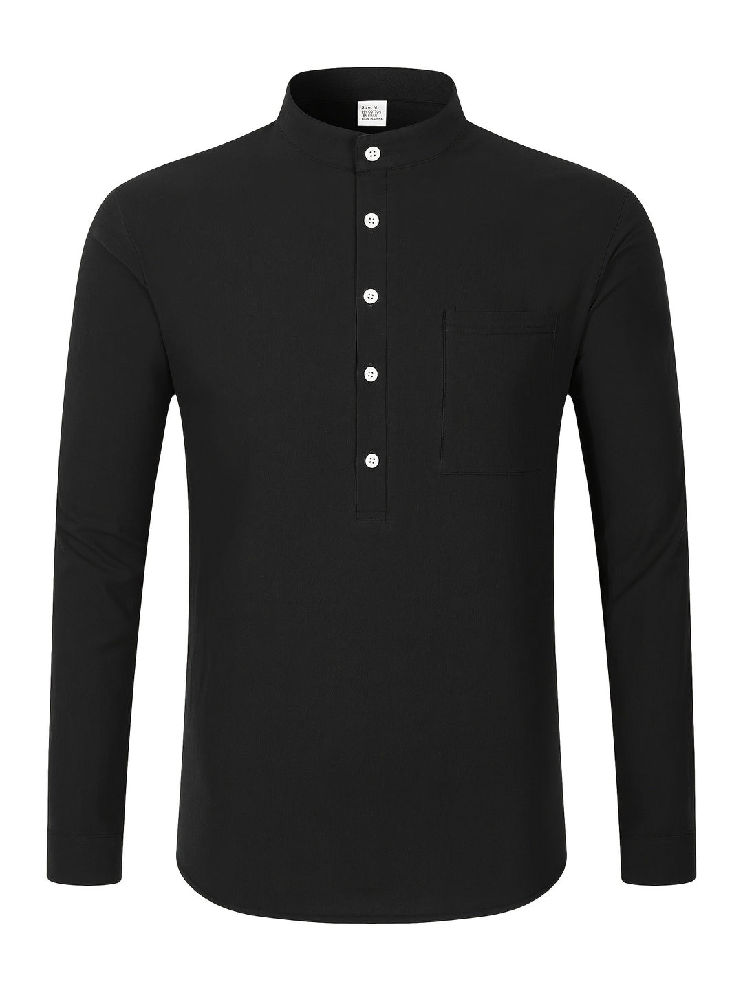 Textured Long Sleeve Henley Shirt