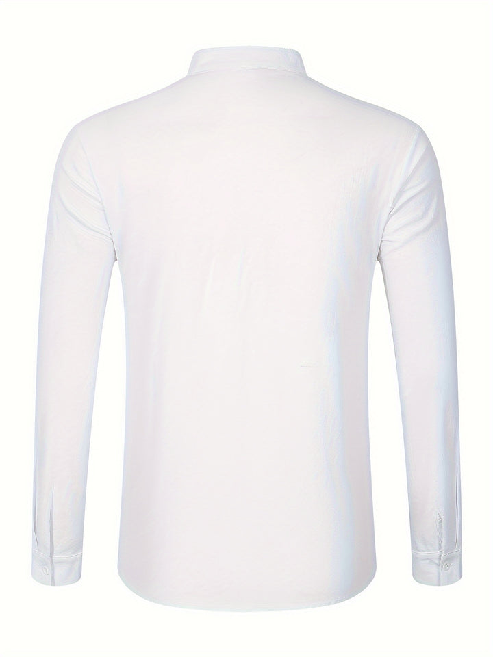 Textured Long Sleeve Henley Shirt