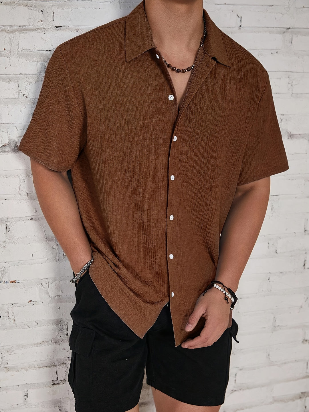Textured Button-Up Shirt