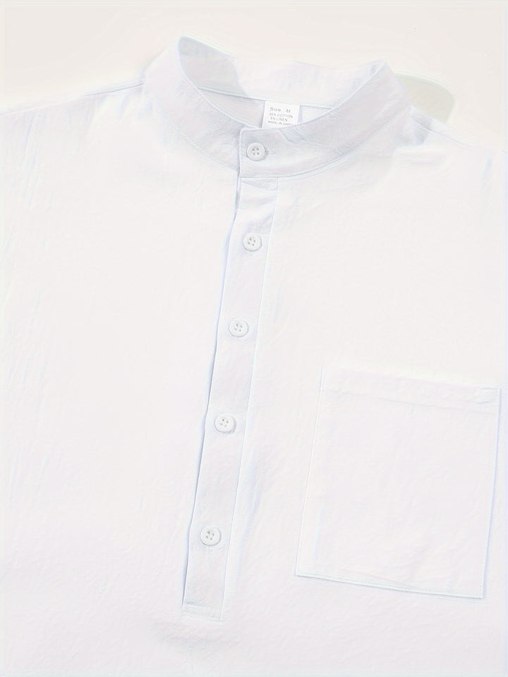 Textured Long Sleeve Henley Shirt