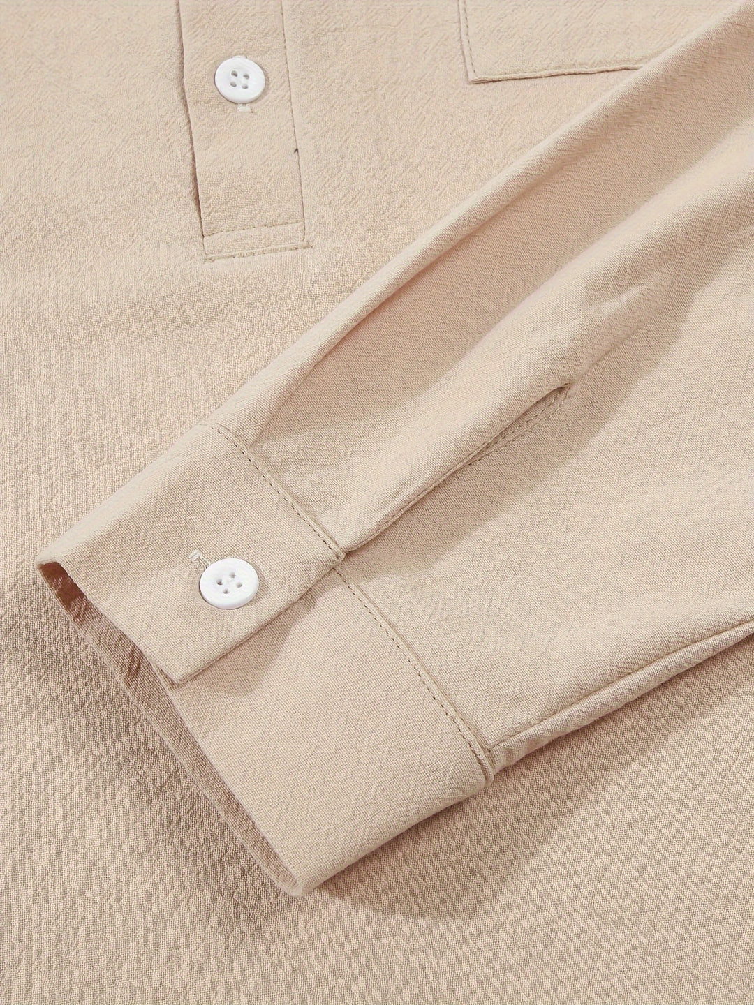 Textured Long Sleeve Henley Shirt