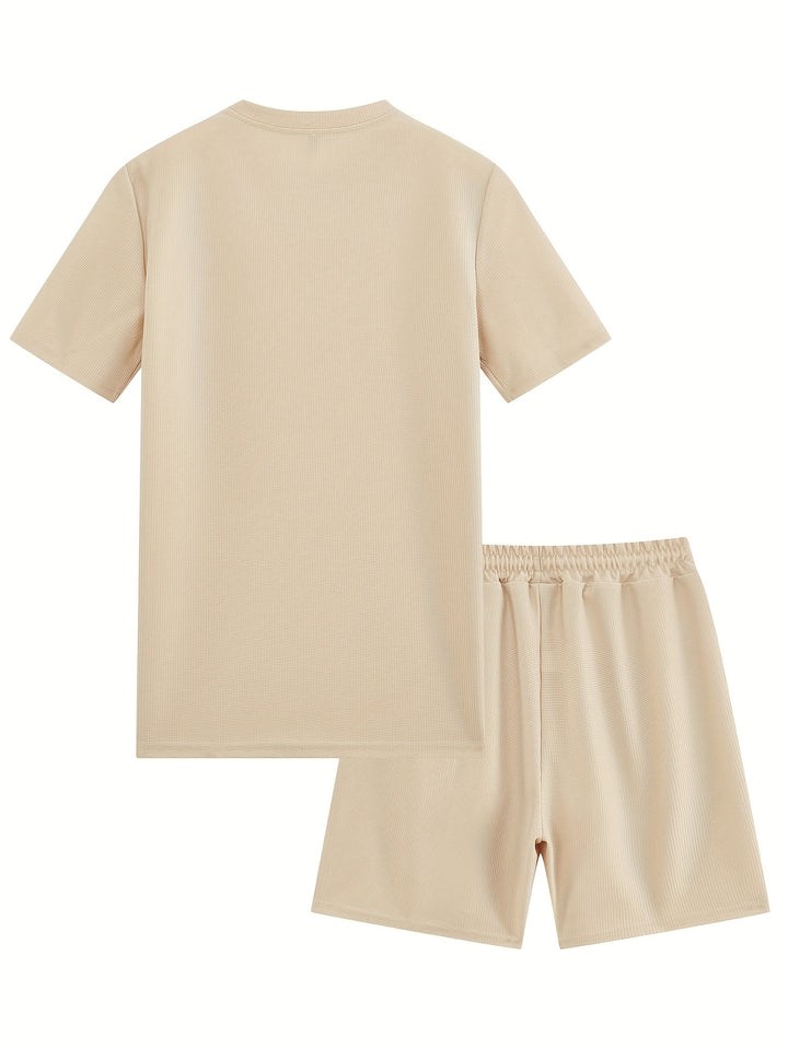 Textured Minimalist T-Shirt and Shorts Set