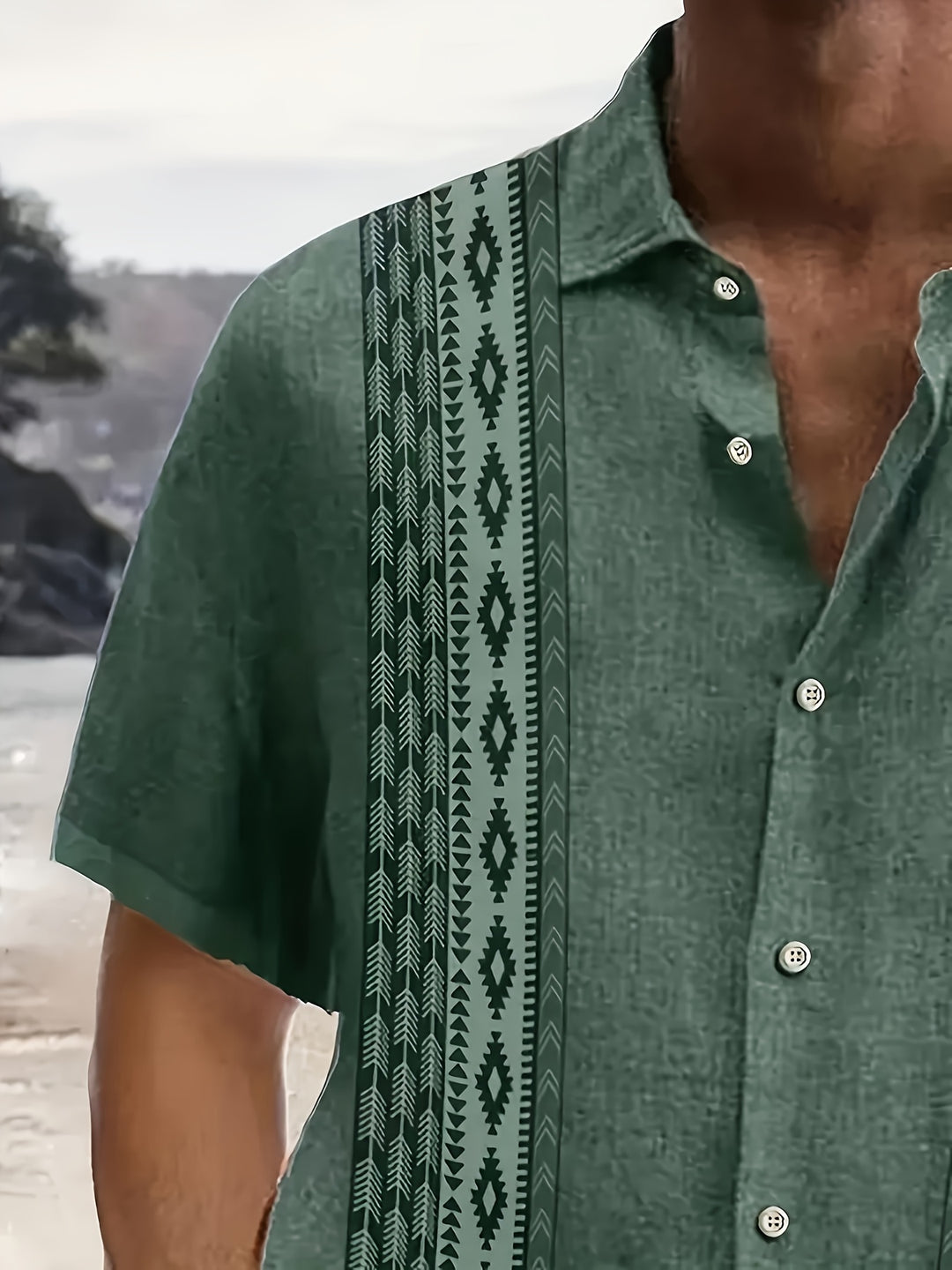 Geometric Pattern Beach Shirt