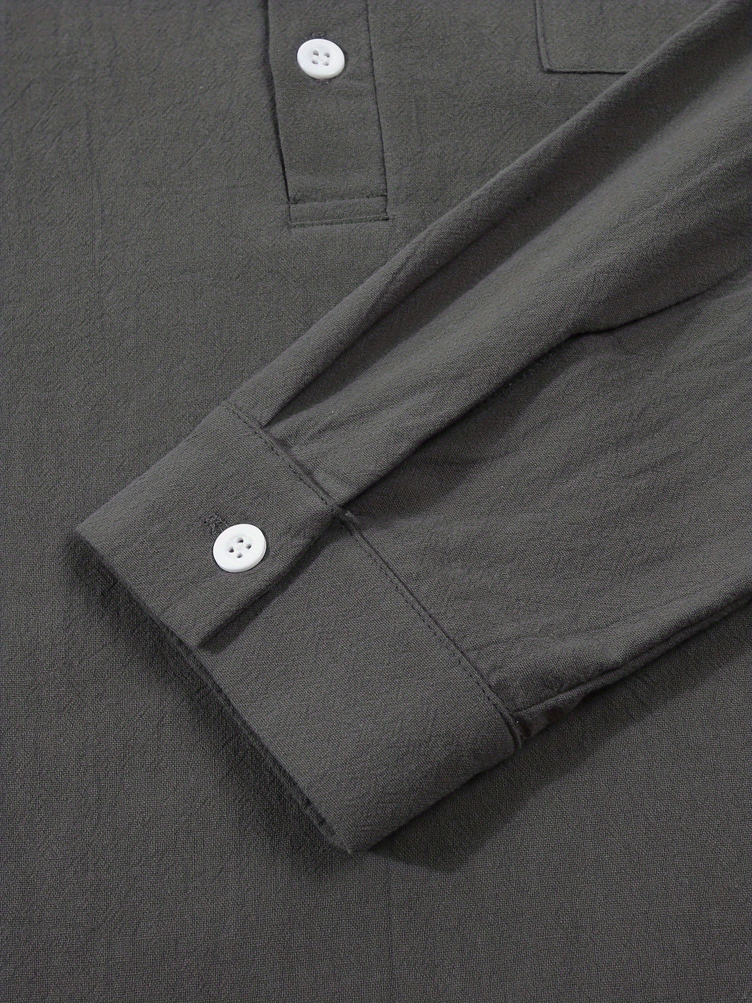 Textured Long Sleeve Henley Shirt