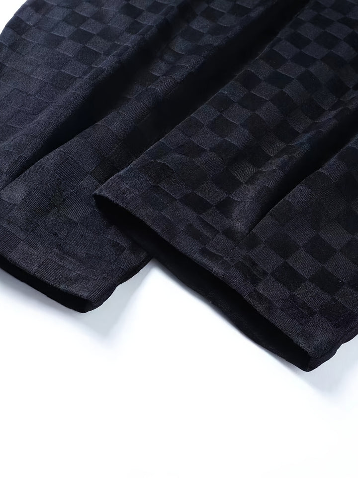 Checkered Loose-Fit Pants