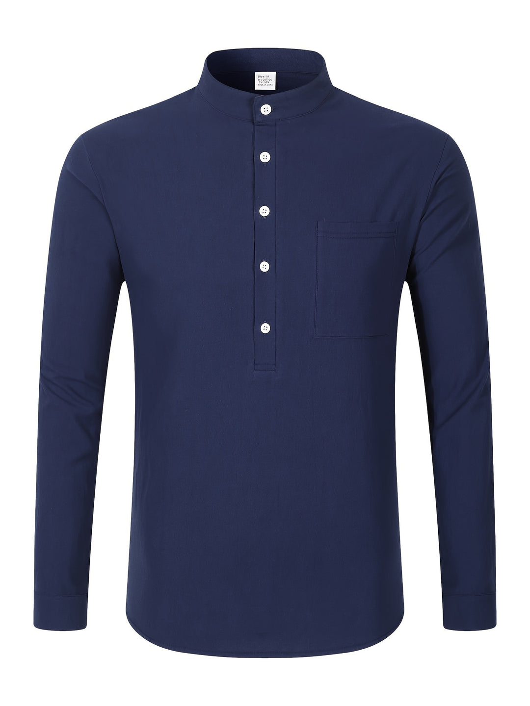 Textured Long Sleeve Henley Shirt