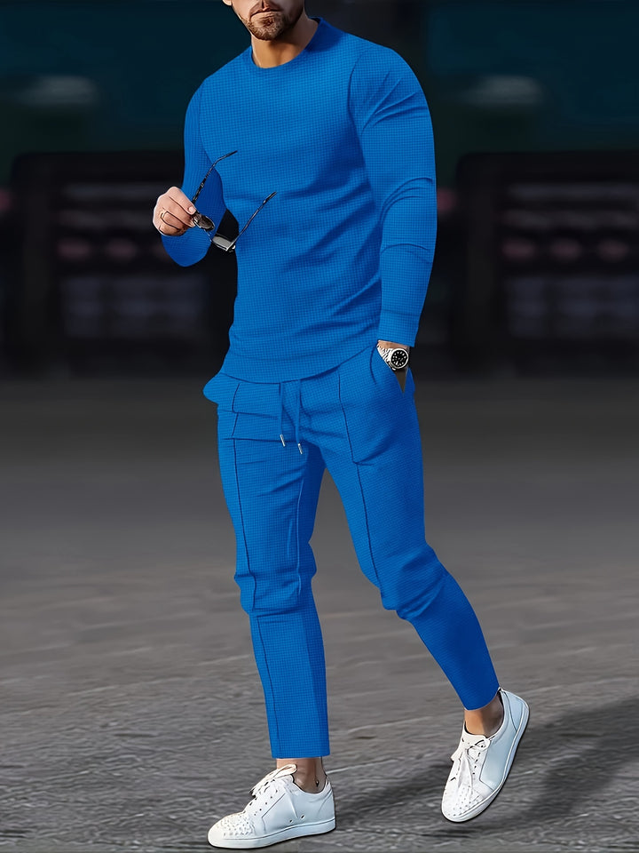 Textured Long Sleeve Top and Joggers Set