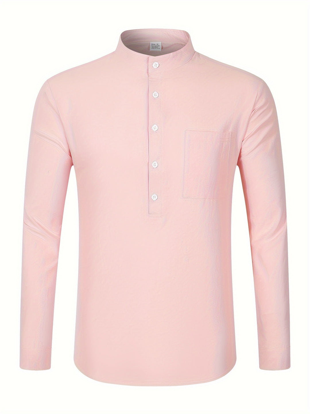 Textured Long Sleeve Henley Shirt