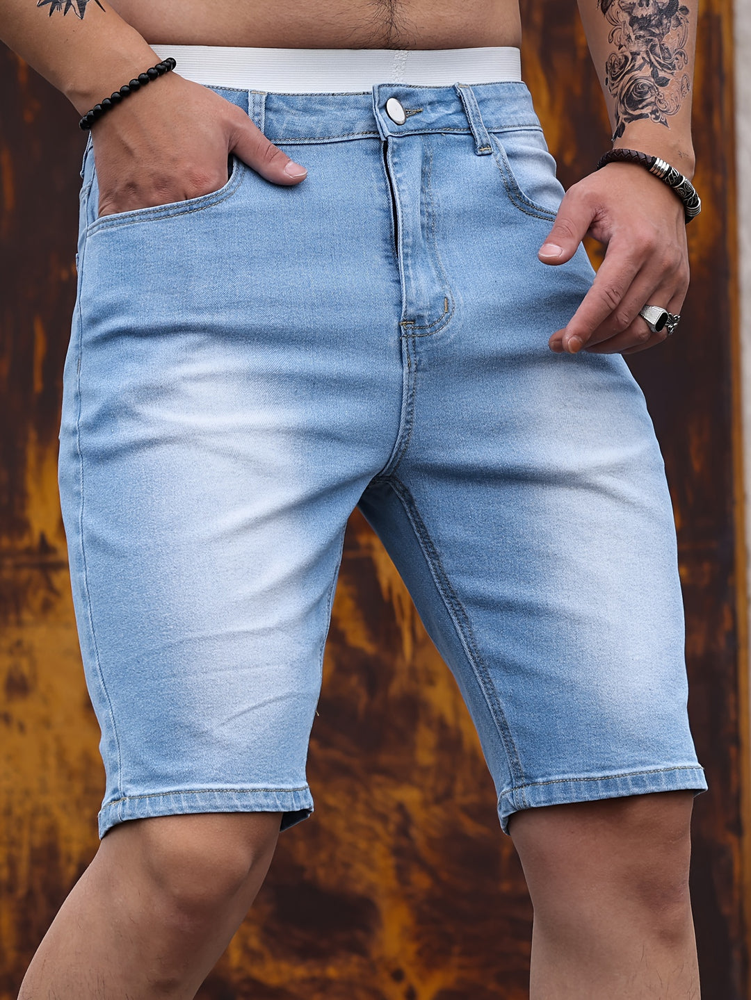 Slim-Fit Denim Shorts