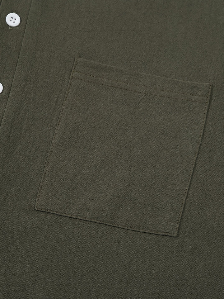 Textured Long Sleeve Henley Shirt