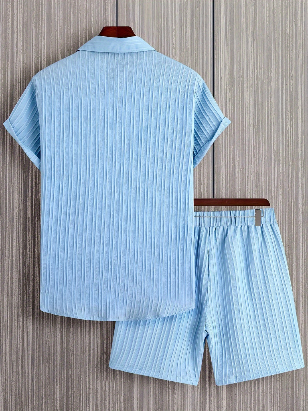 Relaxed Textured Short Sleeve Shirt and Shorts Set