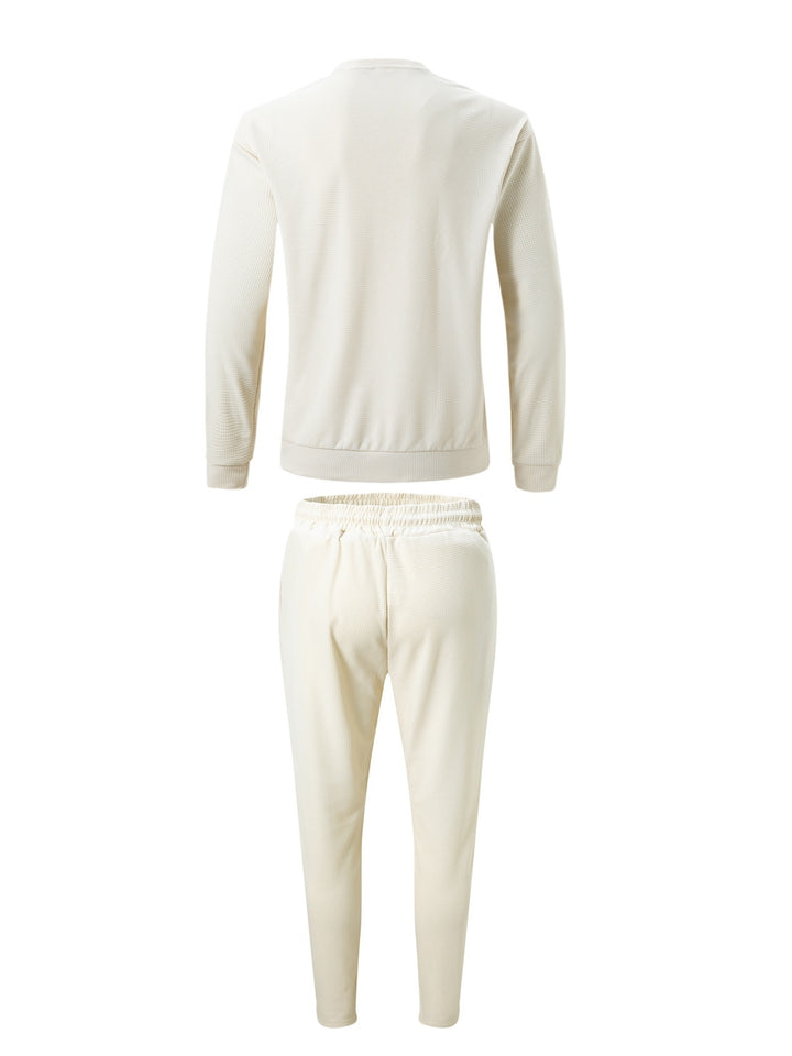 Textured Long Sleeve Top and Joggers Set