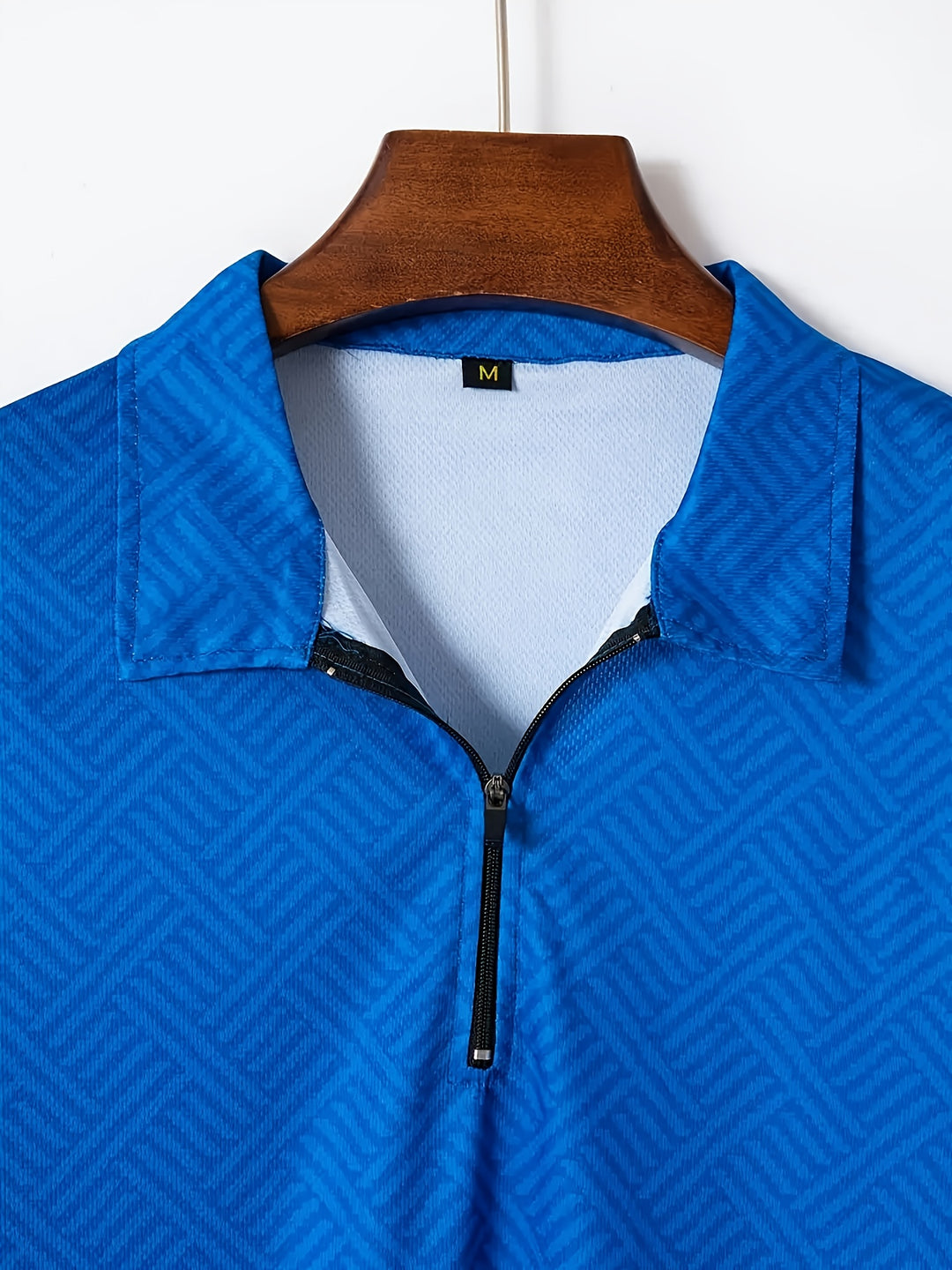 Textured Zip Polo Shirt and Shorts Set