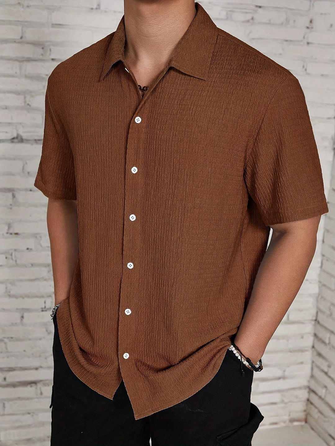 Textured Button-Up Shirt