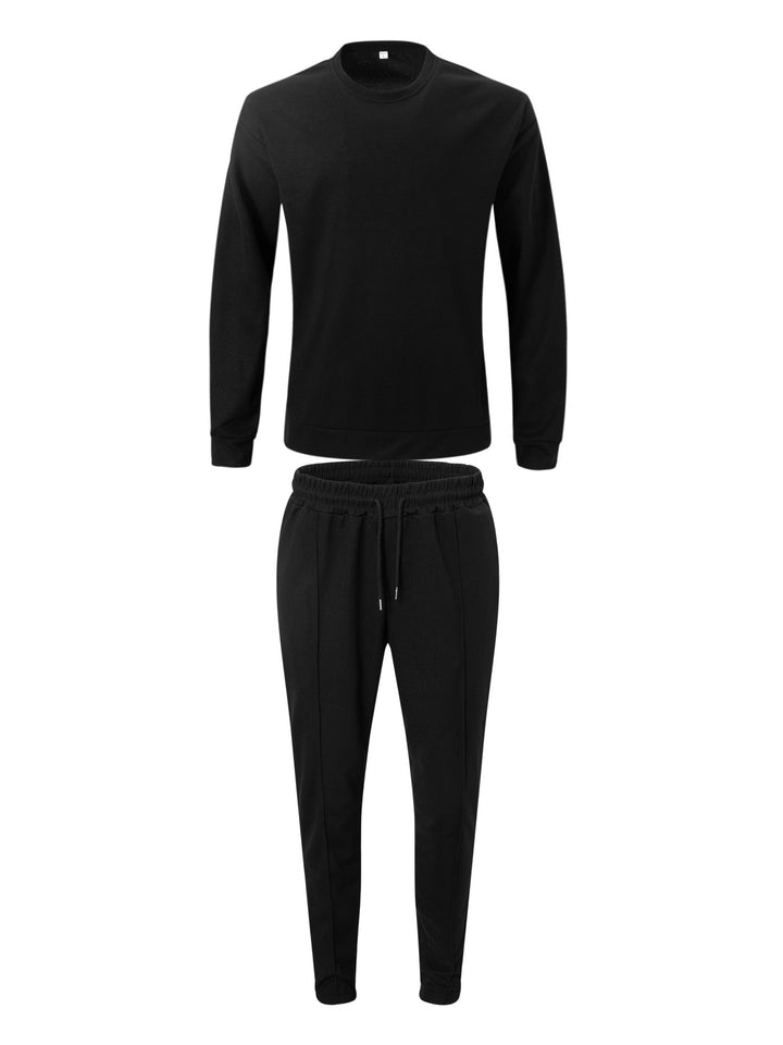 Textured Long Sleeve Top and Joggers Set