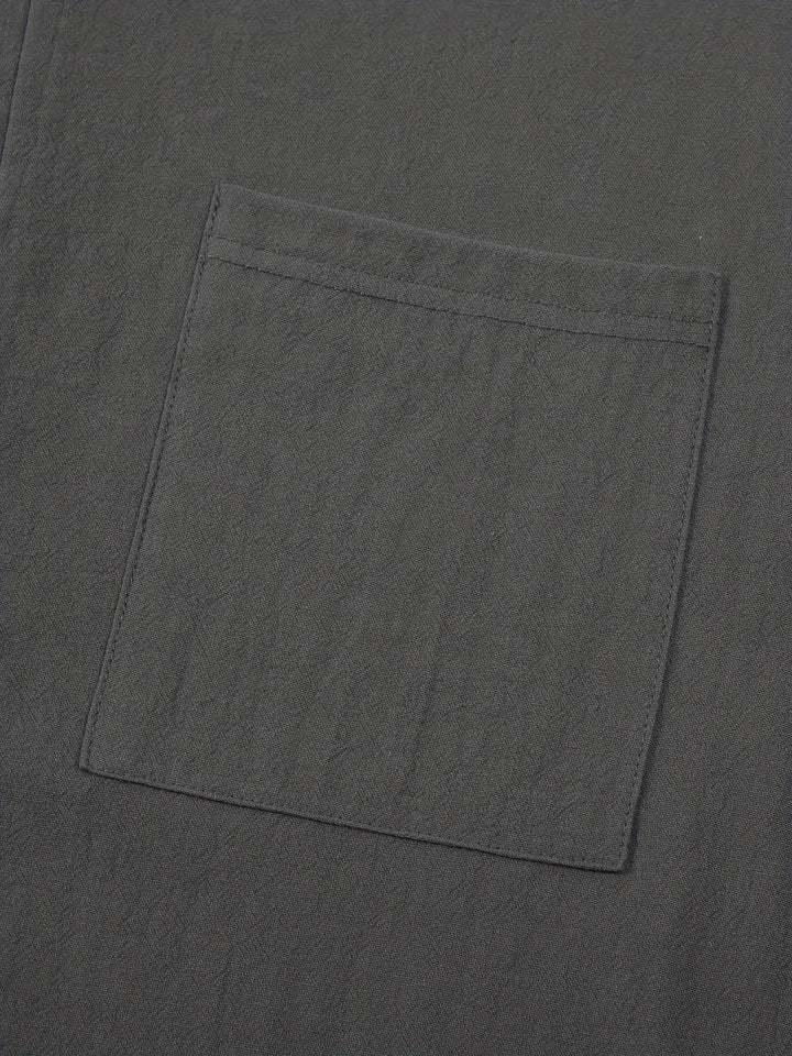 Textured Long Sleeve Henley Shirt