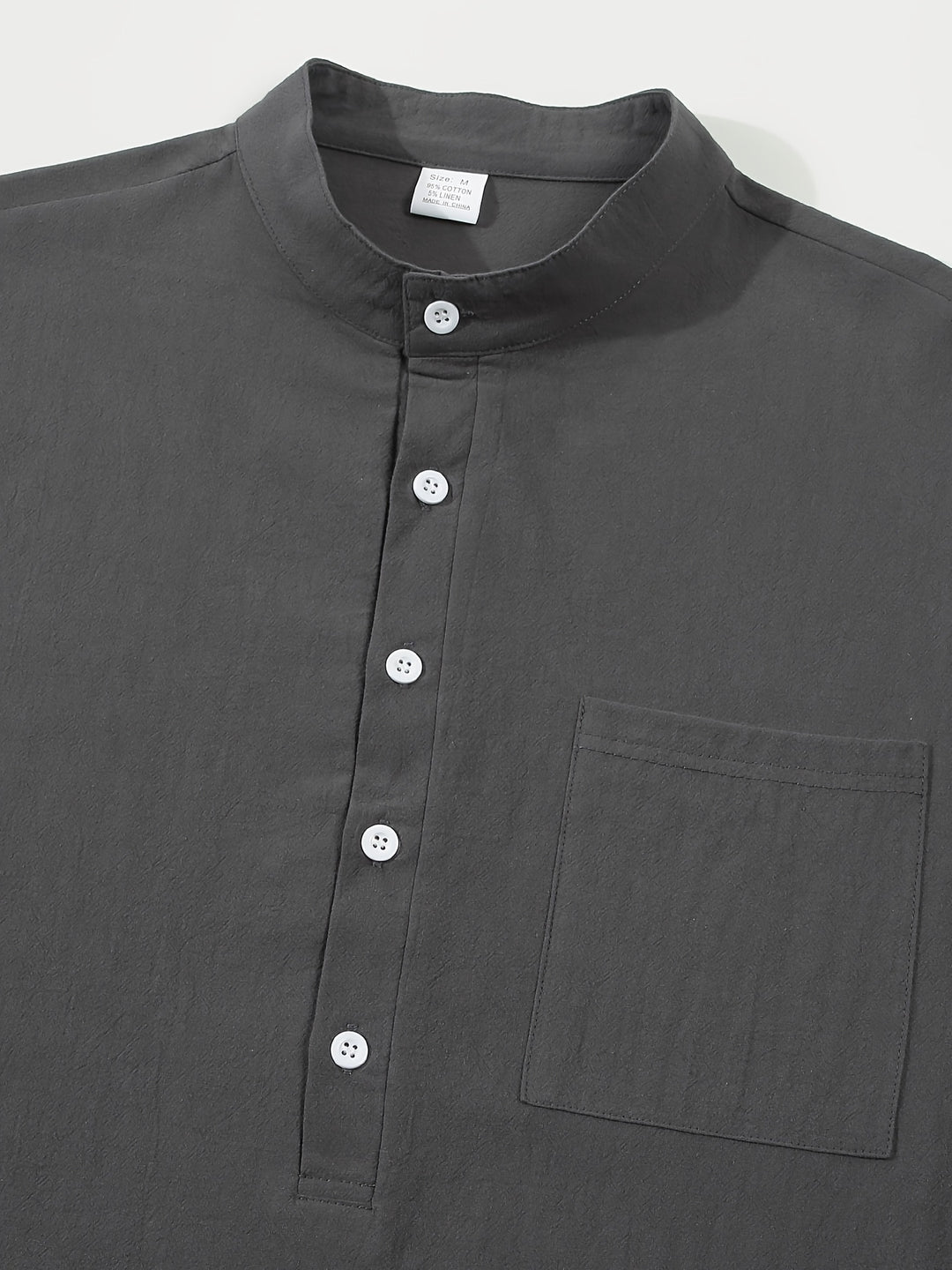 Textured Long Sleeve Henley Shirt