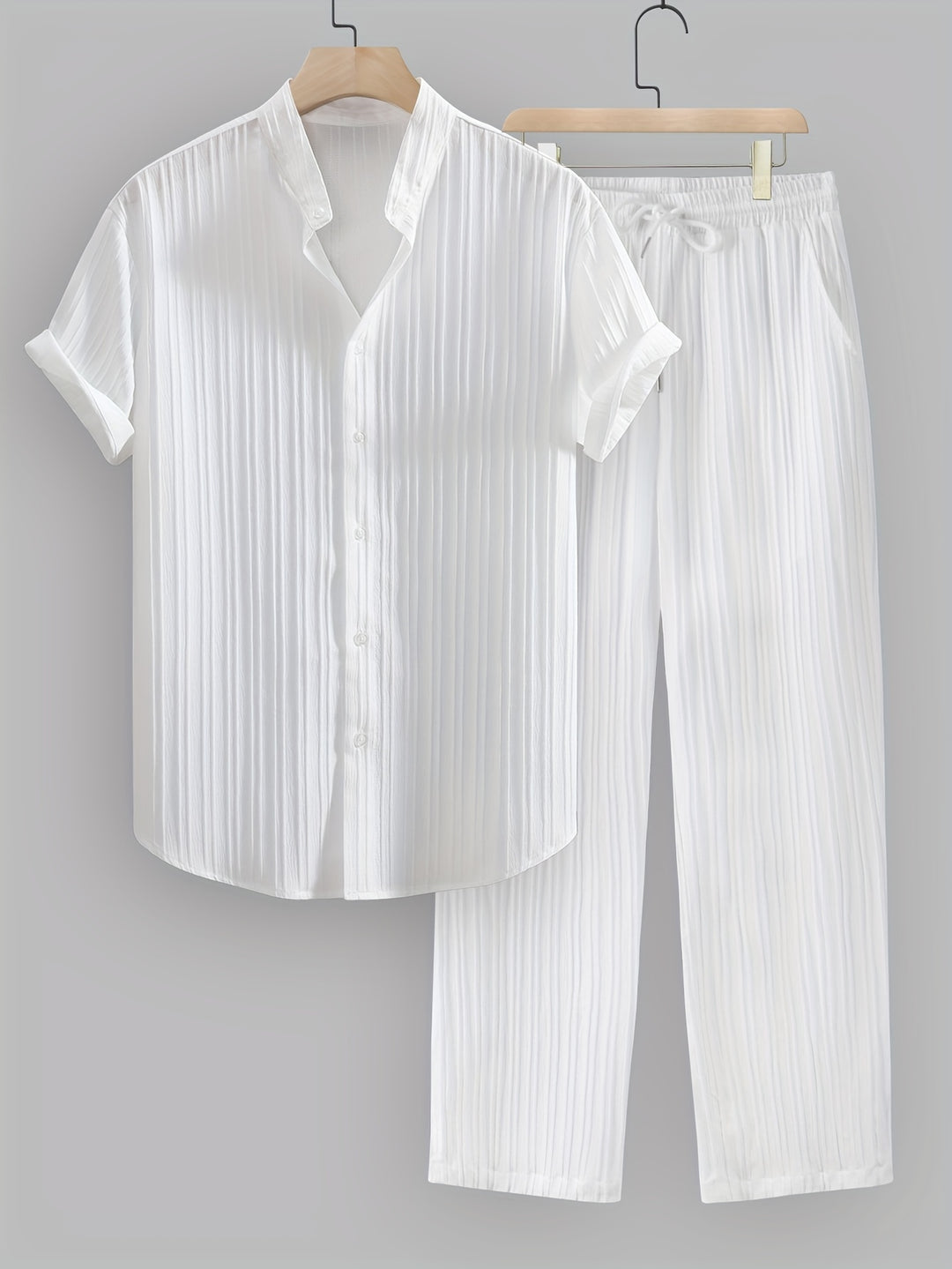 Pleated Short Sleeve Shirt and Trousers Set