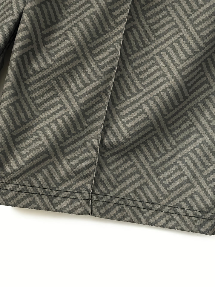 Textured Zip Polo Shirt and Shorts Set