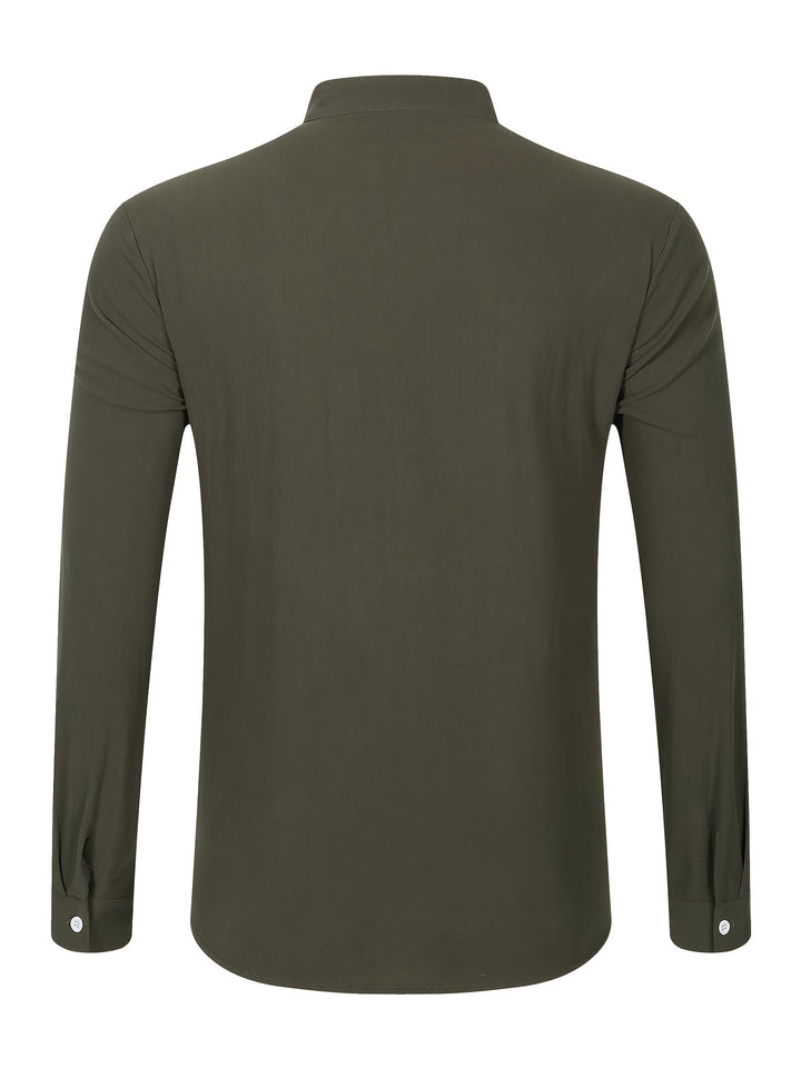 Textured Long Sleeve Henley Shirt