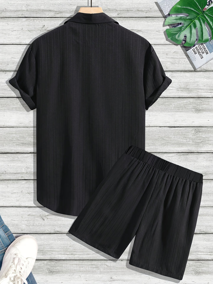 Relaxed Textured Short Sleeve Shirt and Shorts Set