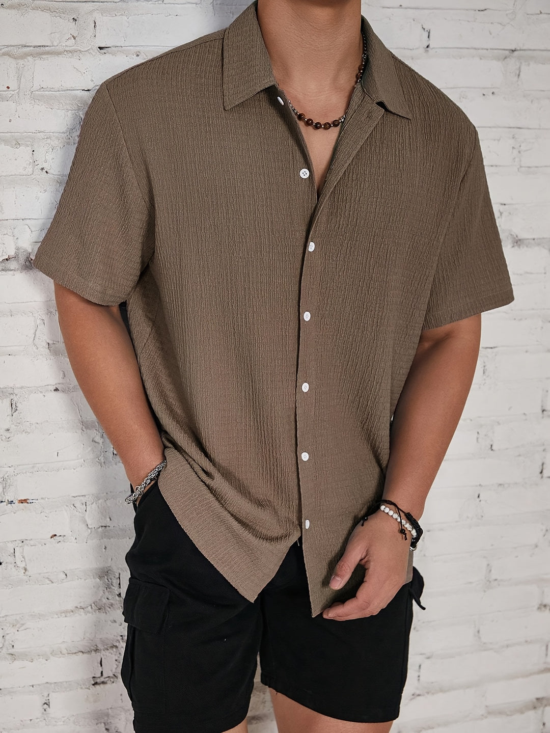 Textured Button-Up Shirt