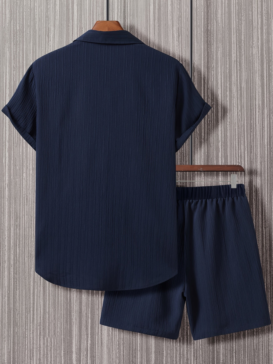 Relaxed Textured Short Sleeve Shirt and Shorts Set