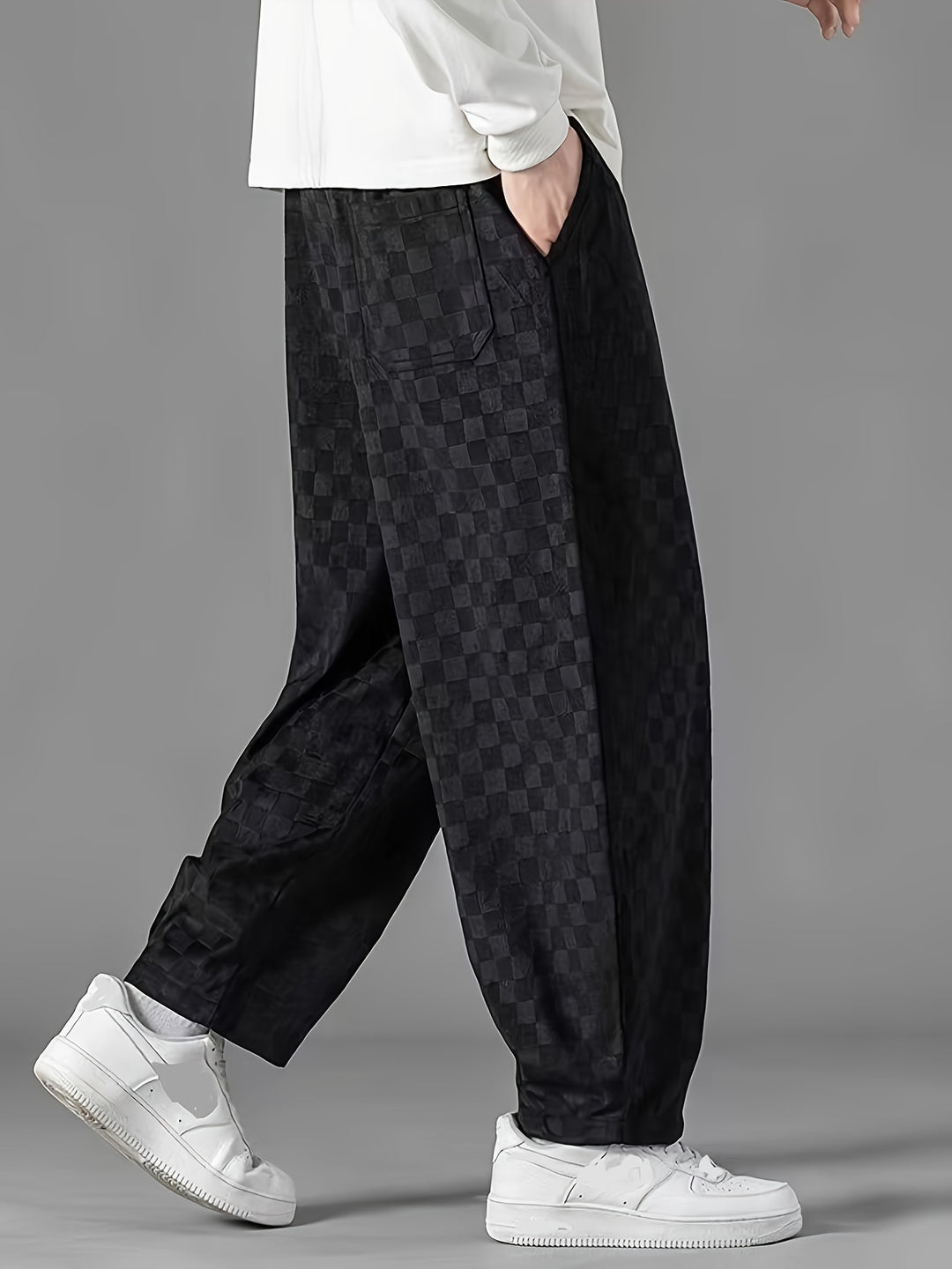 Checkered Loose-Fit Pants