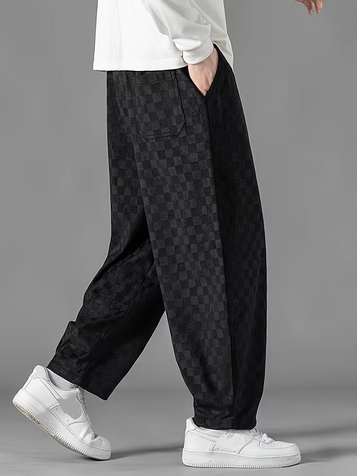 Checkered Loose-Fit Pants