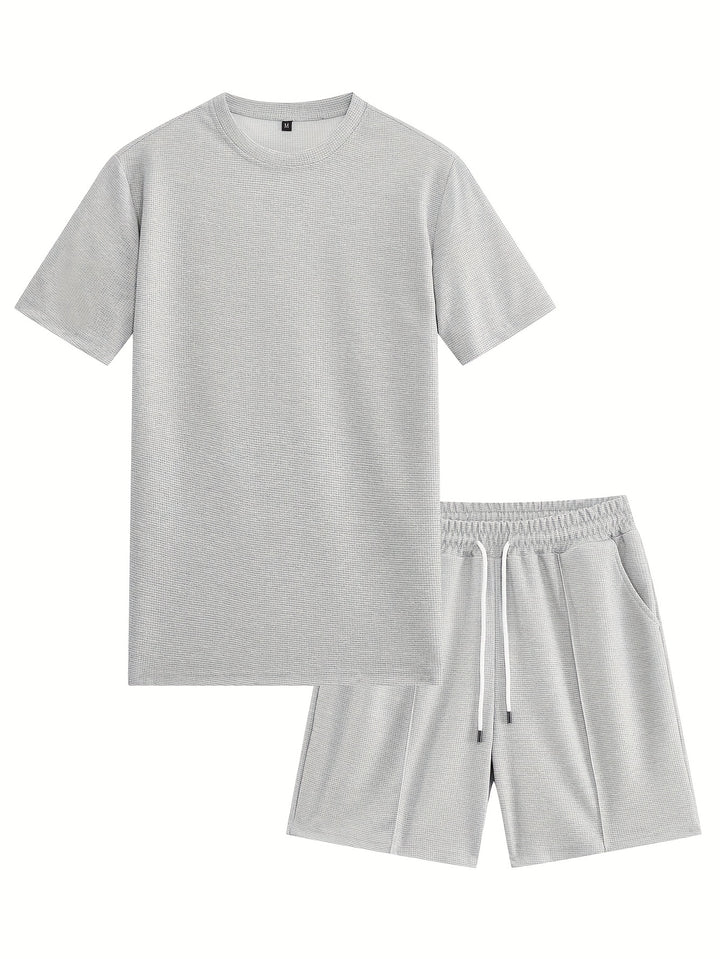 Textured Minimalist T-Shirt and Shorts Set