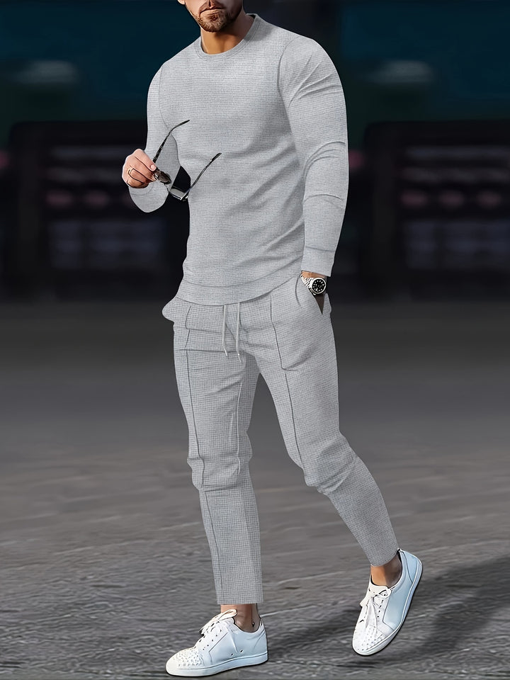 Textured Long Sleeve Top and Joggers Set