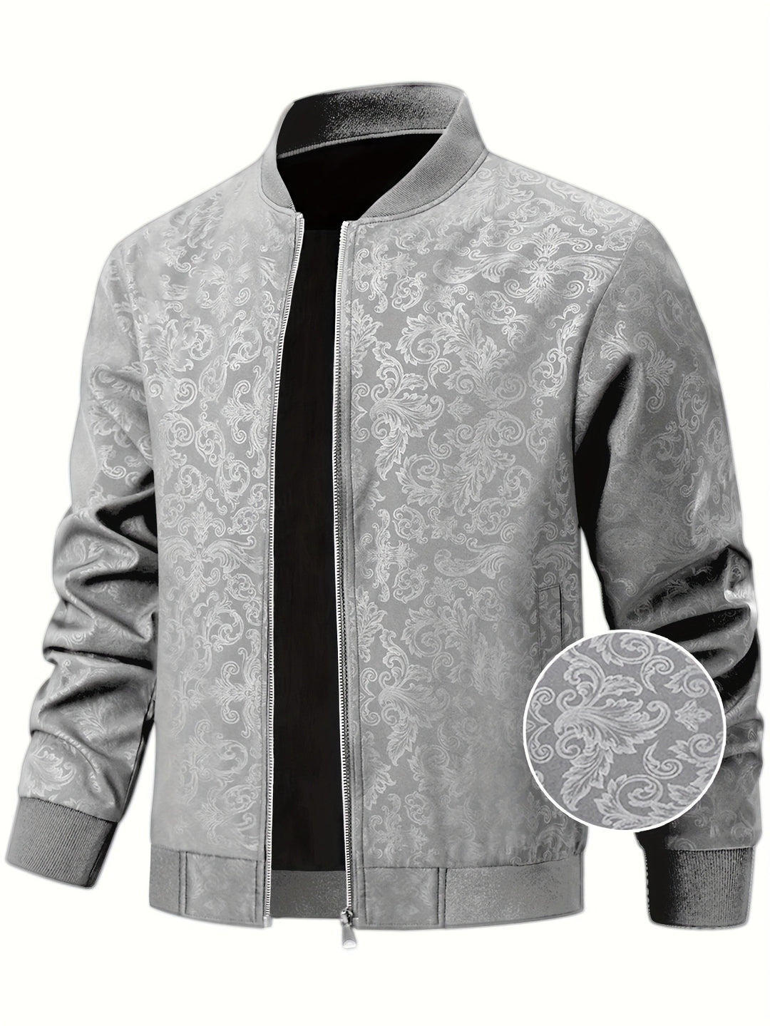 Textured Floral Bomber Jacket