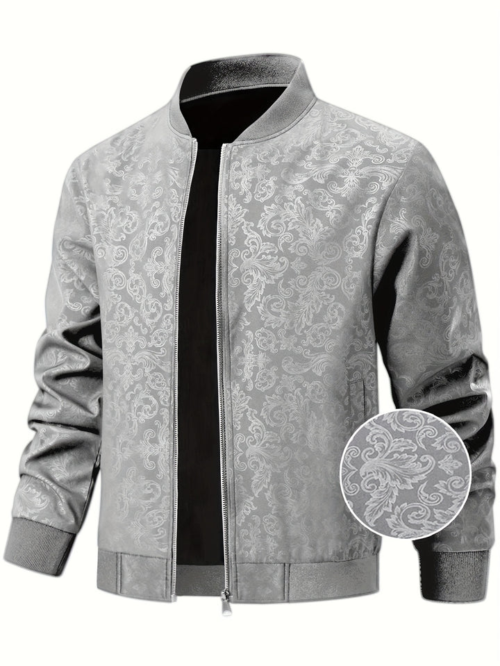 Textured Floral Bomber Jacket