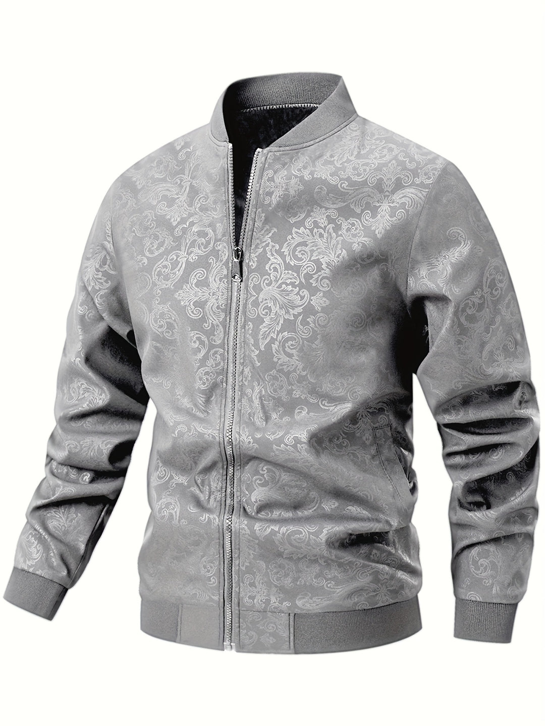 Textured Floral Bomber Jacket