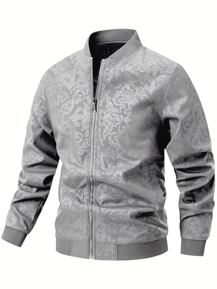 Textured Floral Bomber Jacket