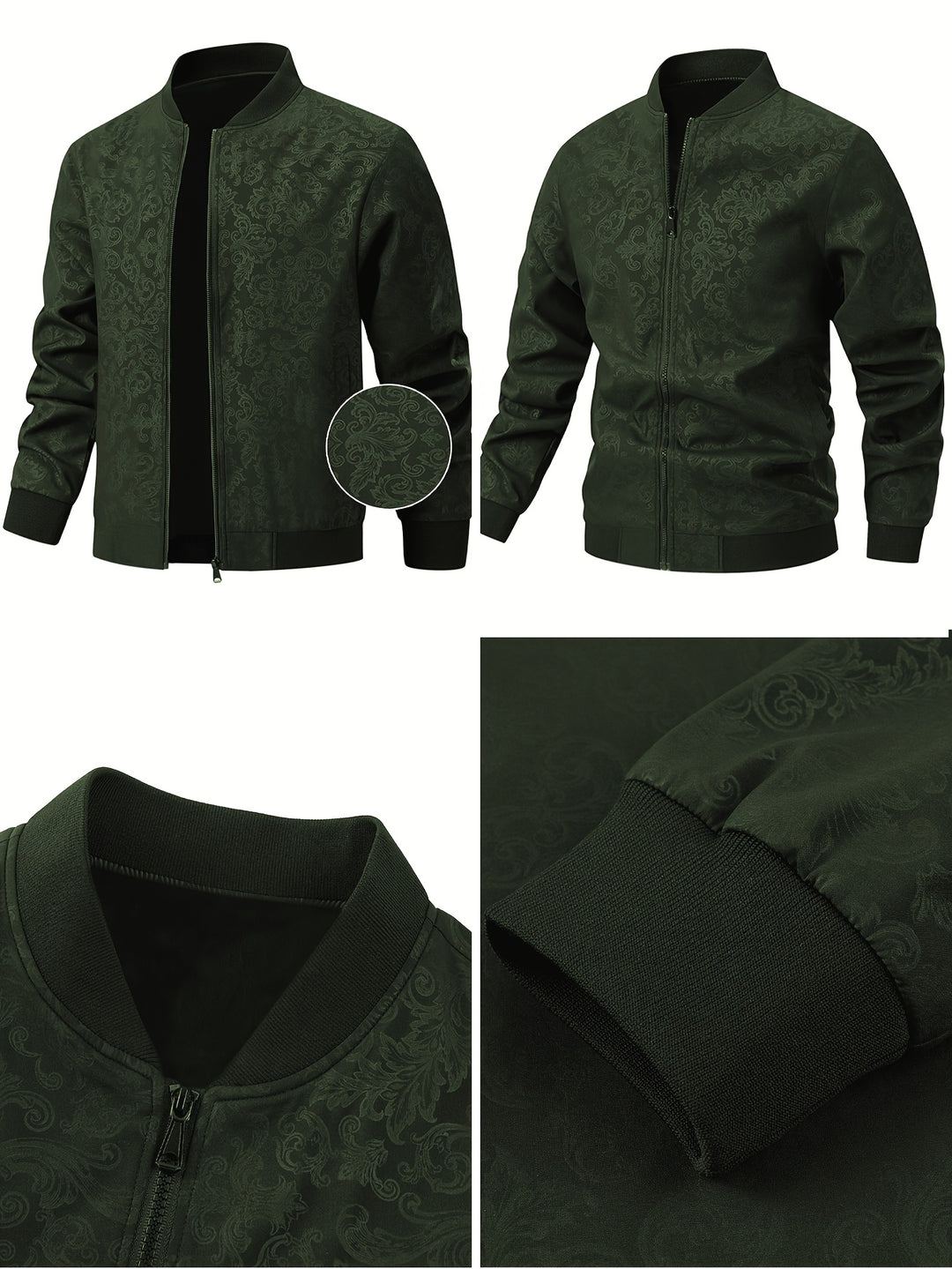 Textured Floral Bomber Jacket