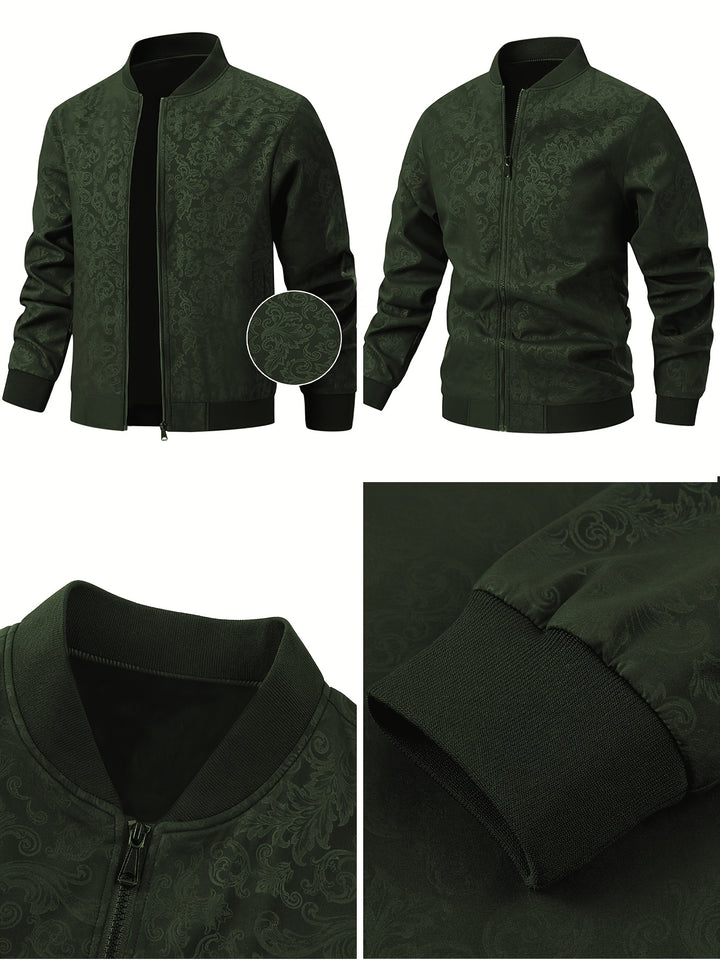 Textured Floral Bomber Jacket