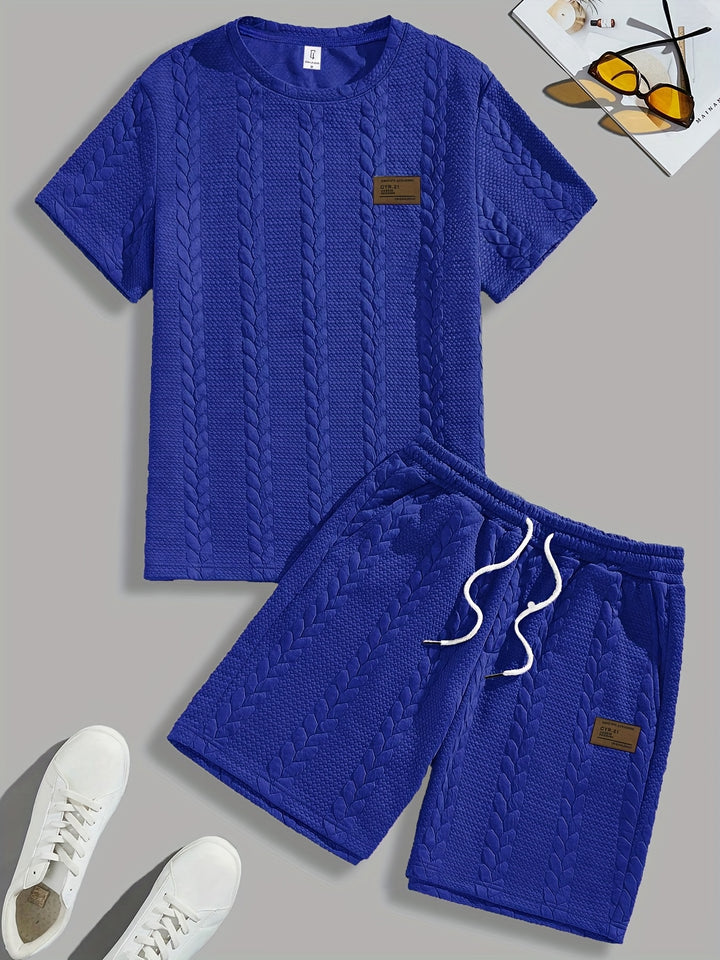 Textured Cable Knit T-Shirt and Shorts Set